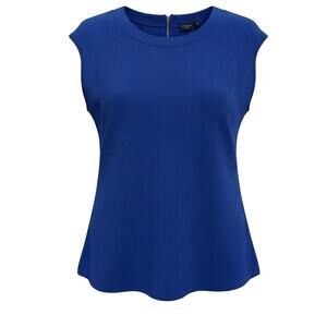 Lavanya 3X Royal Blue Textured Top Cap Sleeve Zip Back